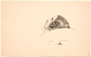 Portræthoved i profil af kunstnerens hustru Georgia Skovgaard, sovende.