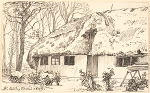 Tagdækket bondehus på Læsø af P.C. Skovgaard