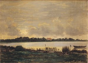 View Across Præstø Fiord towards the manor of Nysø af P.C. Skovgaard