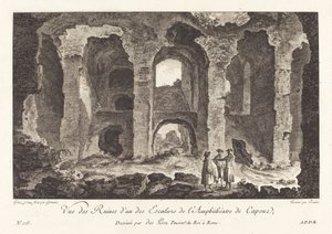 Udsigt over ruinerne fra en af ​​trapperne i Capua Amphitheatre af P.F. Germain after Louis Jean Desprez