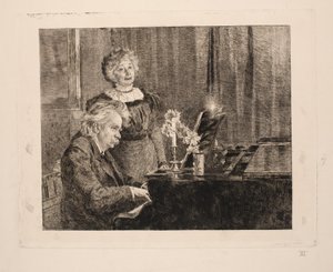 Edvard og Nina Grieg ved klaveret af Peder Severin Krøyer