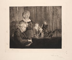 Edvard og Nina Grieg ved klaveret af Peder Severin Krøyer