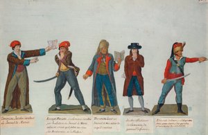 Jakobiner og terrorister i perioden med terrorens regeringstid (1793-4) under den franske revolution (gouache)