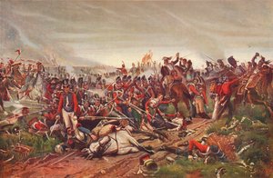 Franske kurassere angreb en britisk infanteriplads ved slaget ved Waterloo, 1815 1906 af P Jazet