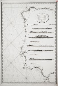 Kort over Spaniens og Portugals kyster fra Kap Pinas til Gibraltarstrædet, konstrueret og omhyggeligt tegnet ud fra de seneste observationer foretaget af officerer fra den franske og spanske flåde. af P. Steel