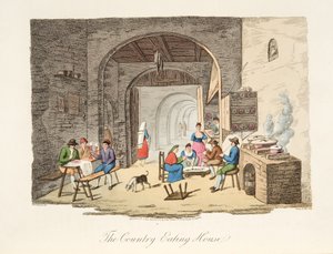 The Country Eating House, fra Italian Scenery, der repræsenterer manerer, skikke og forlystelser i de forskellige stater i Italien, pub. 1806 (håndfarvet gravering) af P. van (after) Lerberghi