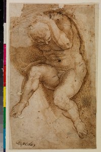Nøgen mandsfigur (efter Michelangelos sidste dom) af Pablo de (attr.to) Cespedes