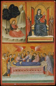 Sankt Johannes på Patmos, Madonna og barn på tronen, og Jomfruens død, korsfæstelsen.