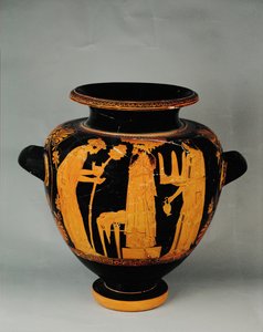 Dionysos-festival med to kvindelige akolytter ... af Painter Eupolis
