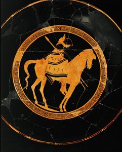Rytter. Midtmedaljon af et rødfiguret bæger fra Vulci, samme bæger som 10-03-03/66 og 67 ... af Painter Pistoxenos
