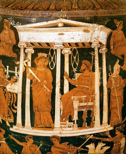 Hades og Persefone i deres palads i underverdenen (keramik) af Painter Underworld