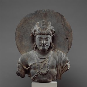 Buste af en Bodhisattva Shakyamuni, 3.–4. århundrede (skifer)