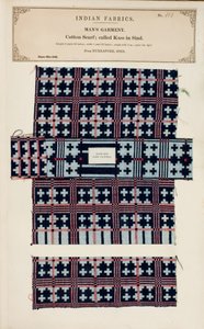 Prøve af bomuldstørklæde fra Nurrapore i Sind, fra The Collection of the Textile Manufacturers of India, af John Forbes Watson, udgivet i 1866 af Pakistani School