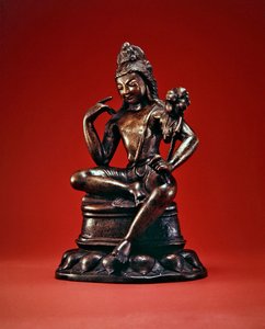 Padmapani Lokeshvara siddende i meditation, første halvdel af det 7. århundrede (bronze indlagt med sølv og kobber) (se også 394853) af Pakistani School