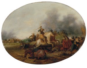 En kavaleri-træfning med en falden hest, 1637