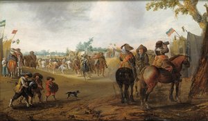 En militærlejr med kavalerister