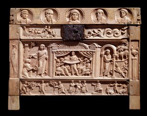 Relikvieskrin med relieffer, der repræsenterer scener fra det gamle testamente. Fra klostret Santa Giulia, 4. århundrede af Paleo Christian