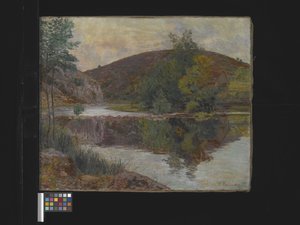 River Landscape, ukendt dato (olie på lærred) af Palma Daillion d