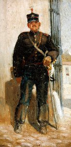 Militære uniformer, samling af 5 (olie om bord) (se også 349159-61 & 349163) af Panos Aravantinos