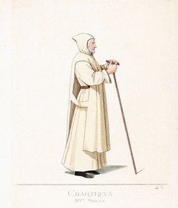 Præstedragt: en karteusisk munk, orden af ​​Saint Bruno