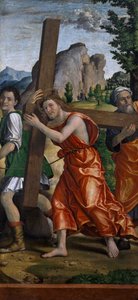 Vejen til Golgata, detaljer fra Polyptych of Passion af Paolo Cavazzola (1486-1522)