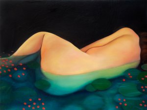 Nightswimming, 2019 (olie på træpanel)