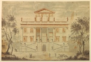 Tegning, forhøjning af en villa, 1750-70 af Paolo Posi