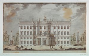 Tegning, Projekt til forhøjning af en villa, slutningen af det 18. århundrede af Paolo Posi