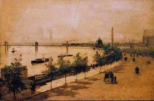 Themsen Embankment (olie på panel)