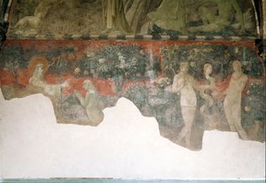 Genesis, skabelsen af eve og arvesynden - Fresco af Paolo Uccello