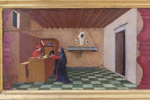 Predella om vanhelligelse af værten, detalje af Paolo Uccello