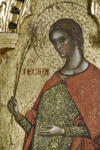 St Thecla, detalje fra 1630100 Polyptykon om korsfæstelsen med hellige