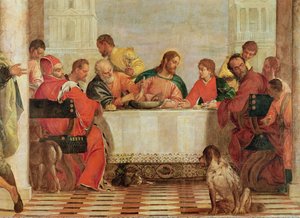 Detalje af festen i huset af Levi, 1573 (detalje af 227605) af Paolo Veronese
