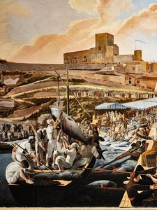 Tunfisken Mattanza i Solanto under tilstedeværelse af den kongelige familie af Paolo de Albertis