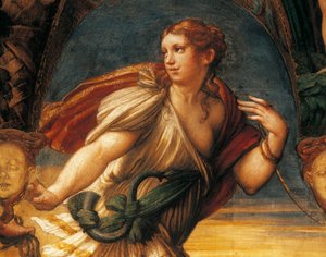 Legenden om Diana og Actaeon af Francesco Mazzola, kendt som Parmigianino (1503-1540), fresco, detaljer, Rocca Sanvitale, Fontanellato, Emilia Romagna af Parmigianino