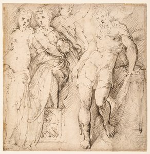 Fire figurstudier (rekto) af Parmigianino