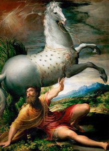 "The Conversion of Saint Paul on the Road to Damaskus" Maleri af Girolamo Francesco Maria Mazzola eller Mazzuoli dit il Parmigianino med tilnavnet Parmesanen (1503-1540) omkring 1528 kunsthistorisk museum, Wien af Parmigianino