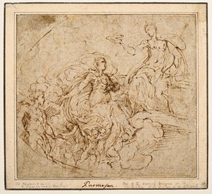 Studie af Jomfruens kroning for Santa Maria della Steccata, Parma af Parmigianino