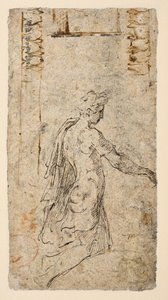 Studie af en ung mand, der knæler (verso) af Parmigianino