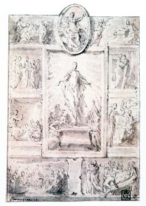 Composition Skitse, c1513-1540 af Parmigianino