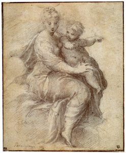 Madonna og barn på skyerne, c1525 af Parmigianino