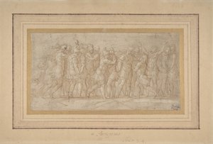 Romerske eller græske krigere fejrer efter en sejr., 1503-40. af Parmigianino