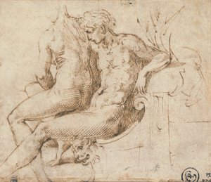 To elskere siddende på en sofa af Parmigianino