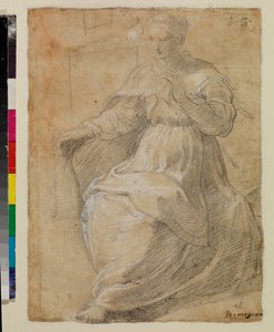 Kvinde holder en distaff af Parmigianino