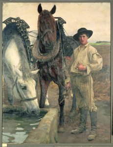 Heste ved vandetruget, 1884
