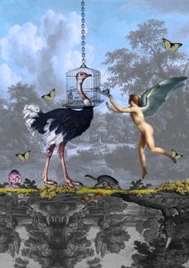 Surrealistisk drøm om en strudseengel