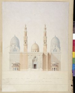 Arkitektur: hovedfacadeprojekt af moskeen i Alexandria. Egypten. Tegning af Pascal Coste (1787-1879)