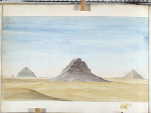Udsigt over Dachour-pyramiden. Tegning af Pascal Coste (1787-1879) Museum of Mediterranean Archaeology, Marseille