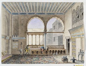Udsigt over det indre af Sheik Jabarti-paladset. Akvarel af Pascal Coste (1787-1879) Museum of Mediterranean Archaeology, Marseille
