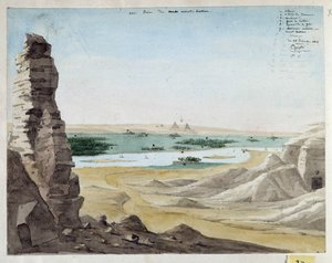 Udsigt taget fra Mount Kattan. Egypten. 1818 Tegning af Pascal Coste (1787-1879) Museum of Mediterranean Archaeology, Marseille af Pascal Xavier (after) Coste